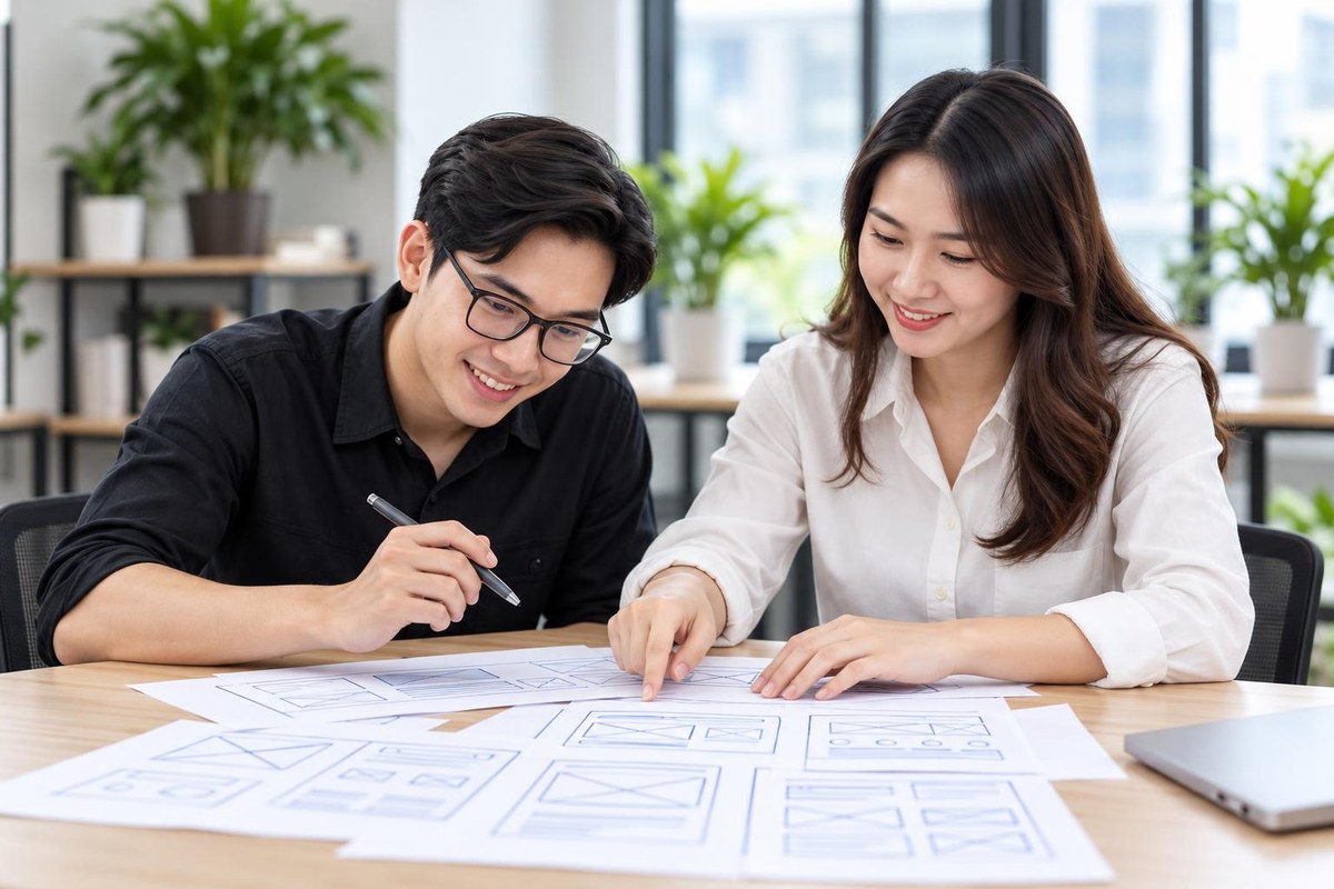 Đội ngũ trao đổi bản phác thảo