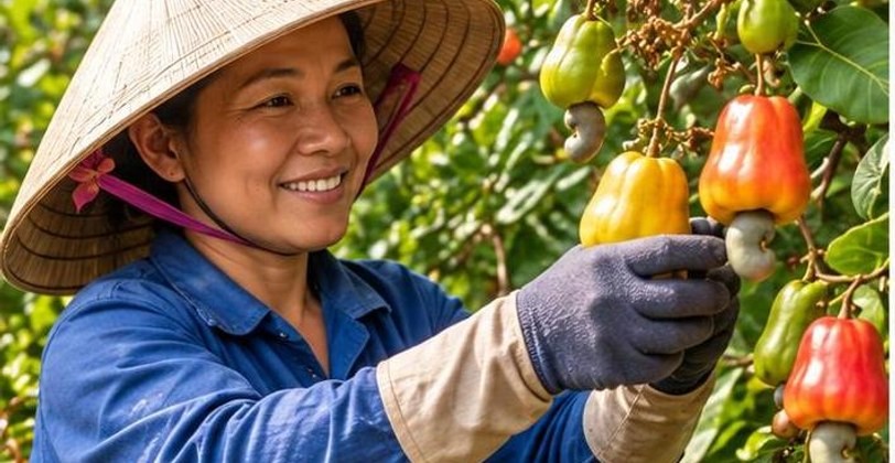 Thu hái quả điều