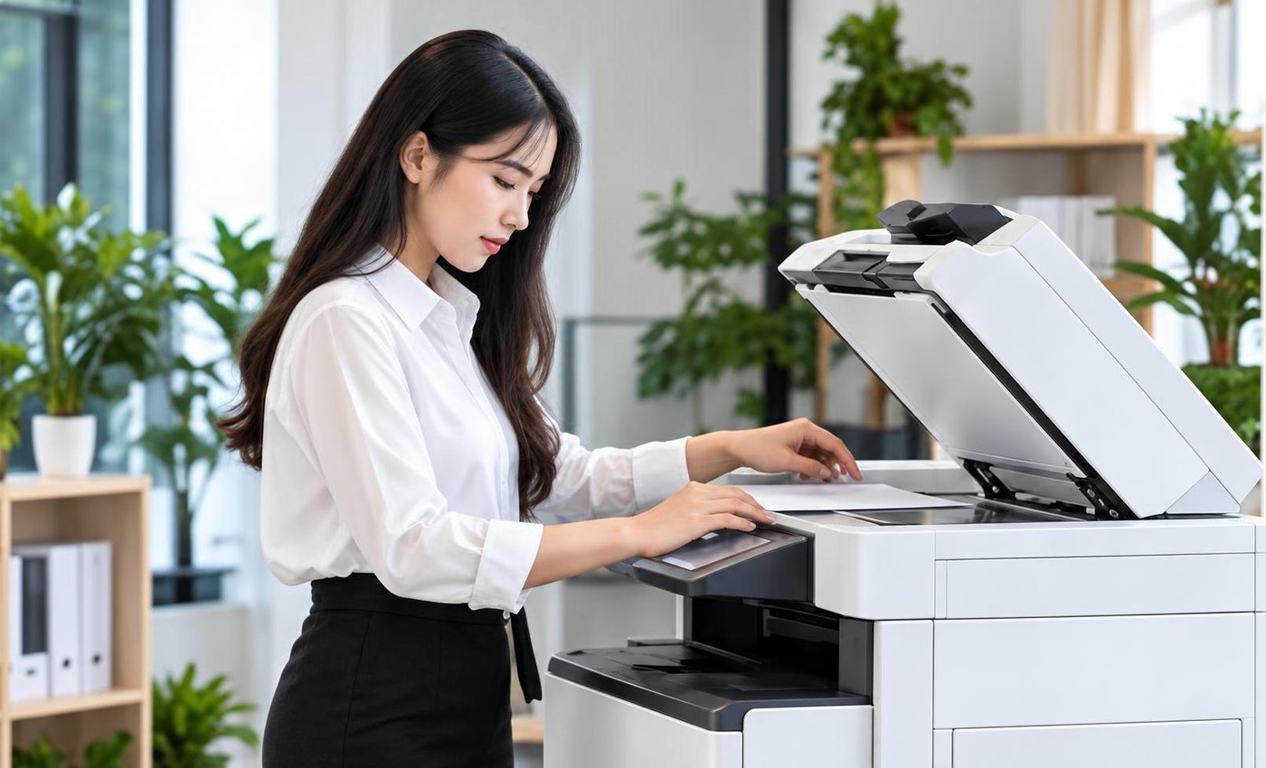 Nhân viên dùng máy photocopy