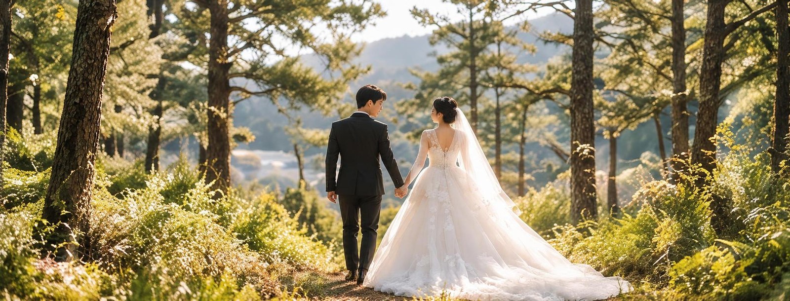 Cô dâu chú rể trong rừng thông