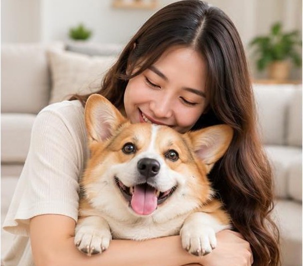 Khách hàng cùng chó corgi