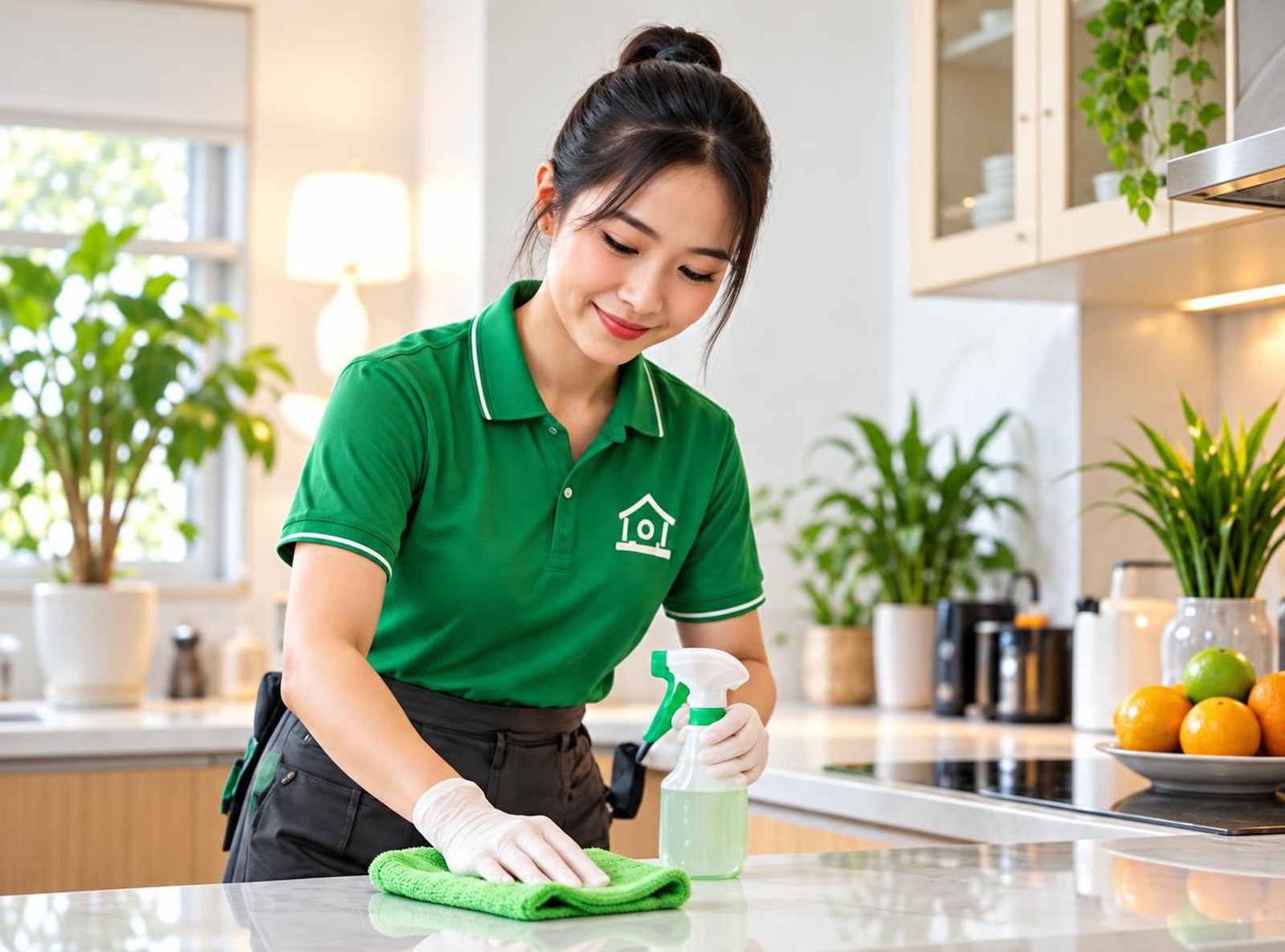 Nhân viên Ngăn Nắp lau bếp