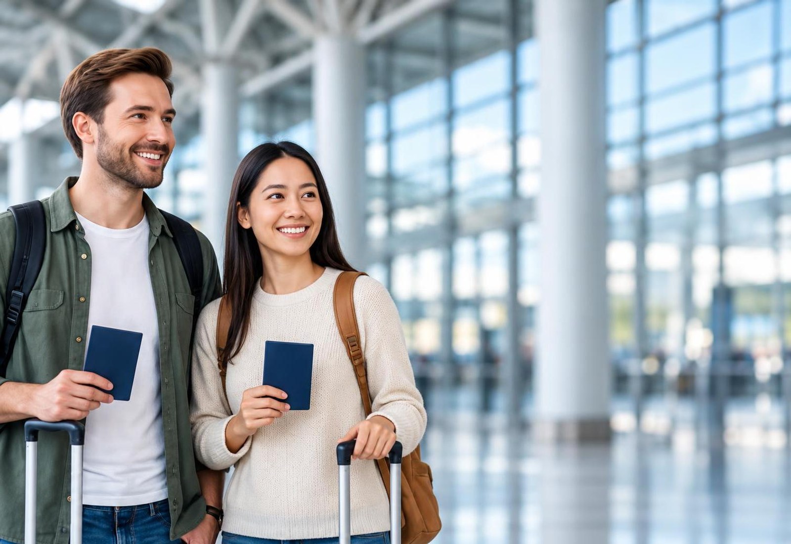 Du khách cầm hộ chiếu tại sân bay