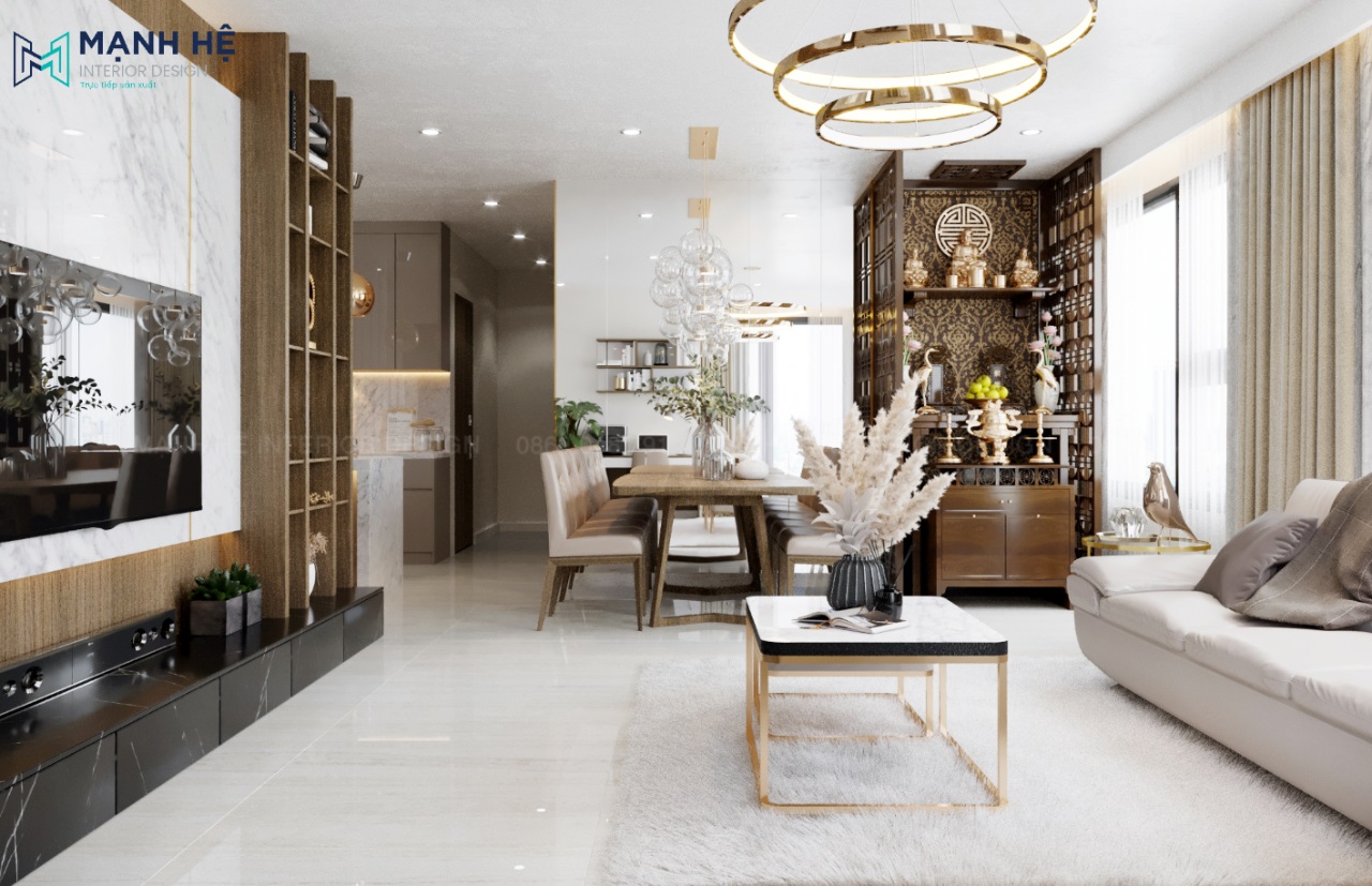 Thiết kế nội thất phòng khách bếp
