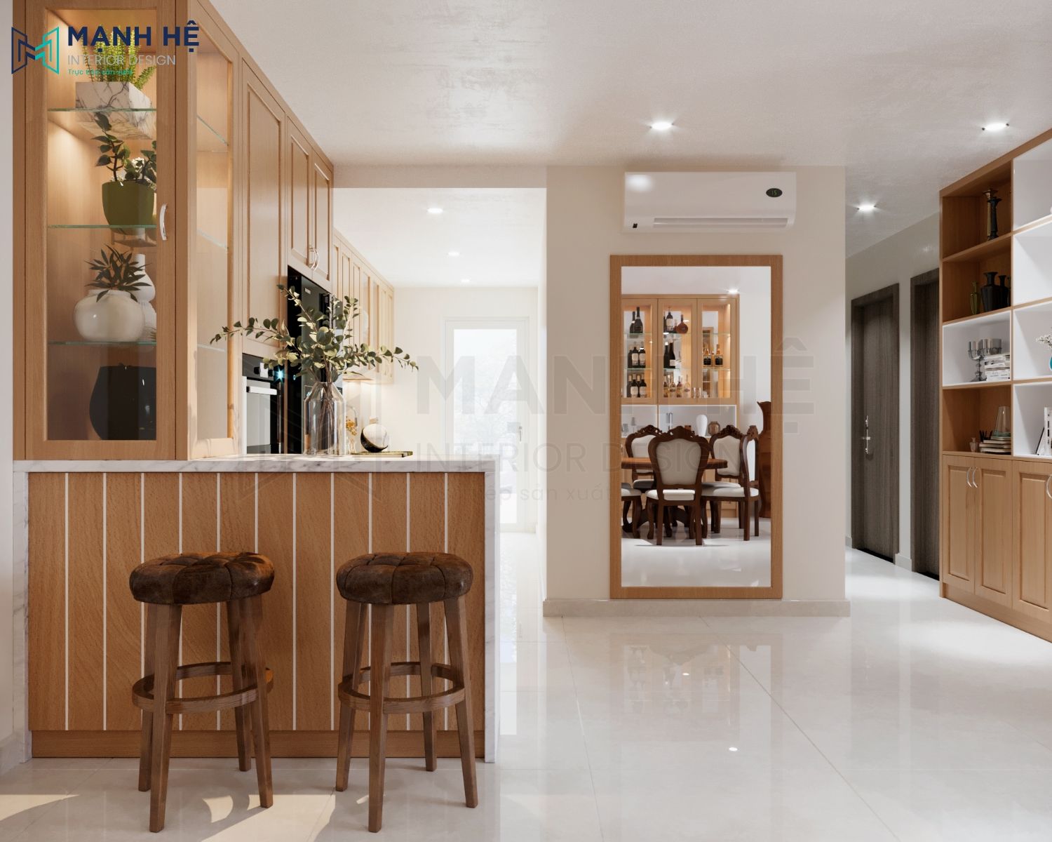 Quầy bar mini phòng khách bếp