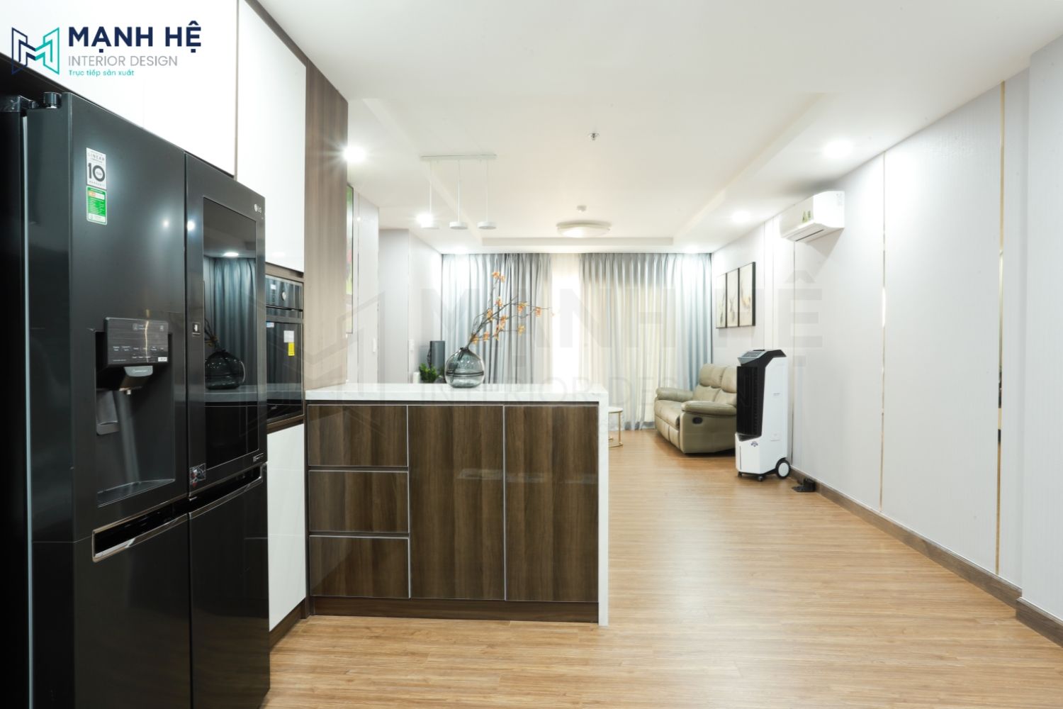 Thi công hoàn thiện bàn đảo bếp mặt đá