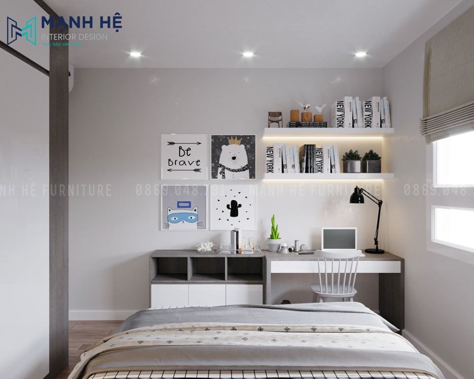 Thiết kế màu xám pastel cho phòng ngủ thư giãn