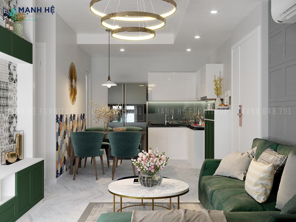 Căn hộ màu xanh ngọc lục bảo