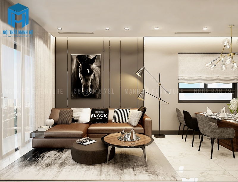 Thiết kế nội thất căn hộ tone xám