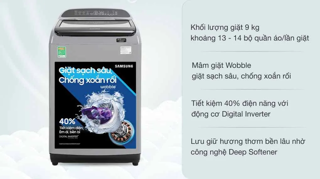 Samsung Inverter 9 kg WA90T5260BY/SV