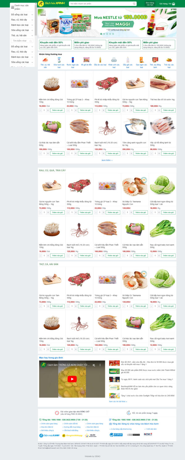 Theme WordPress Website Bách Hoá Xanh
