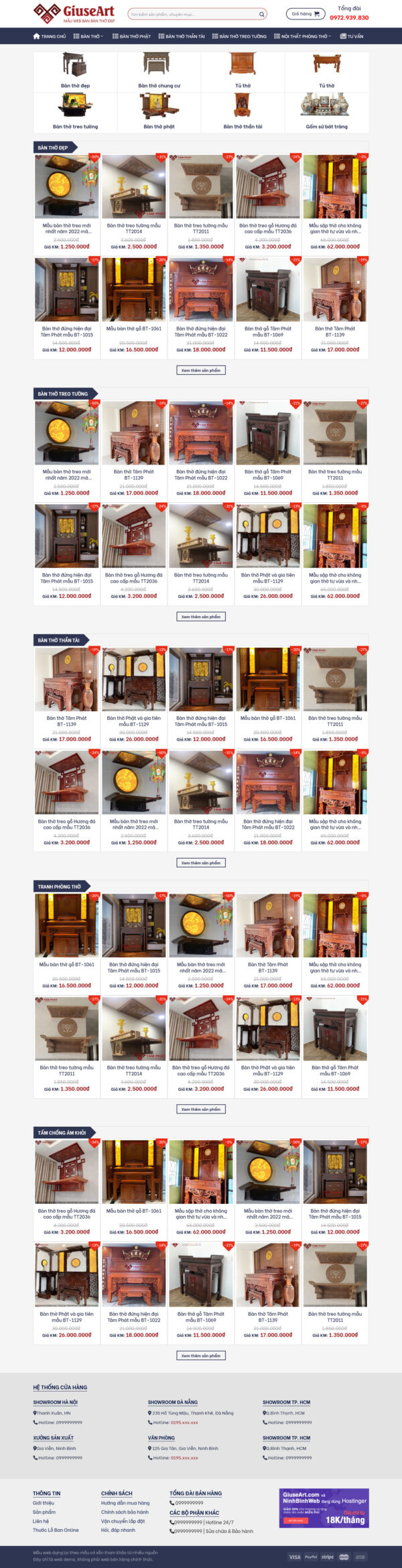 Theme WordPress Website Bàn Thờ 1