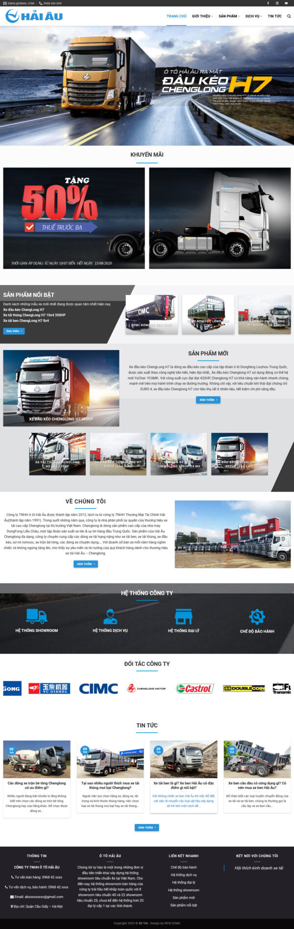 Theme WordPress Website Bán Xe Hải Âu 3