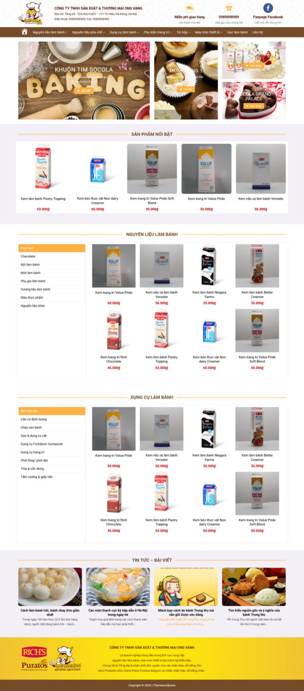 Theme WordPress Website Bánh Ngọt 2