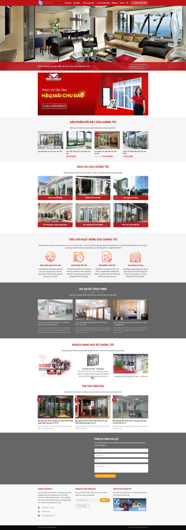 Theme Wordpress Website Nhôm Kính
