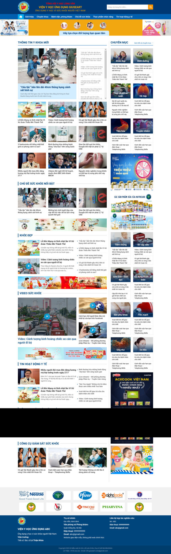 Theme WordPress Website Tin tức VIỆN Y HỌC ỨNG DỤNG