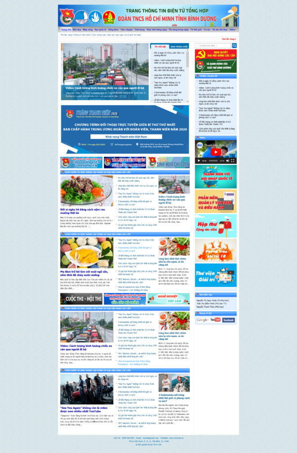 Theme WordPress Website Tin tức Đoàn Thanh Niên Bình Dương