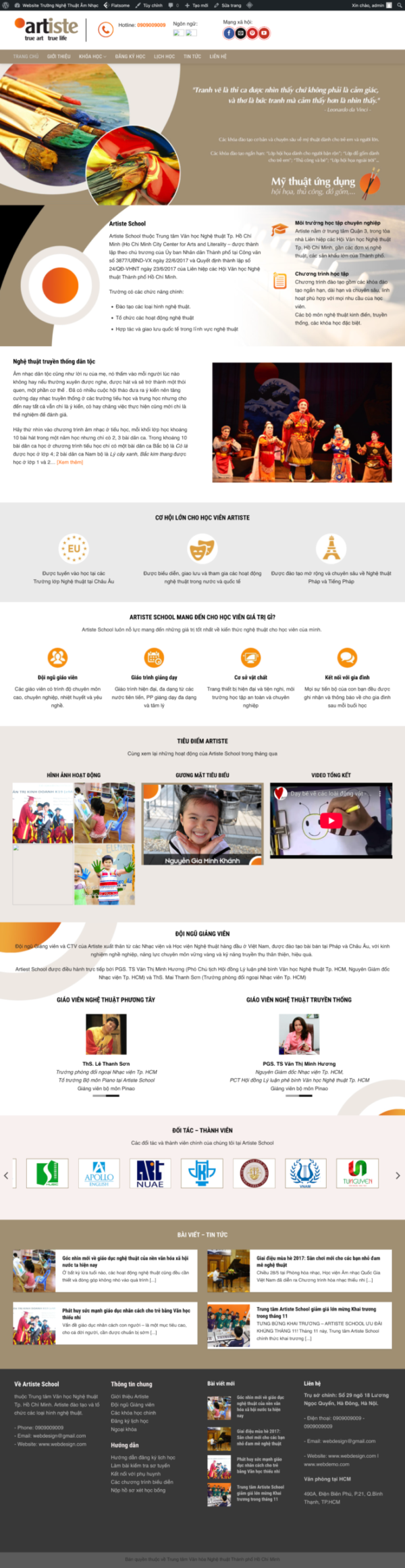 Theme wordpress Trường Nghệ Thuật Trung Tâm Âm Nhạc Trường Nhạc