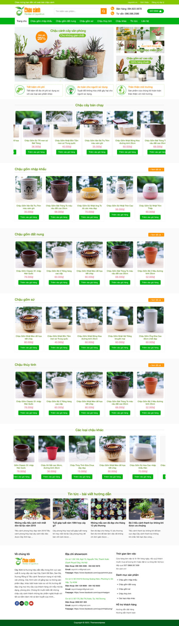 Theme WordPress Website Chậu Cây
