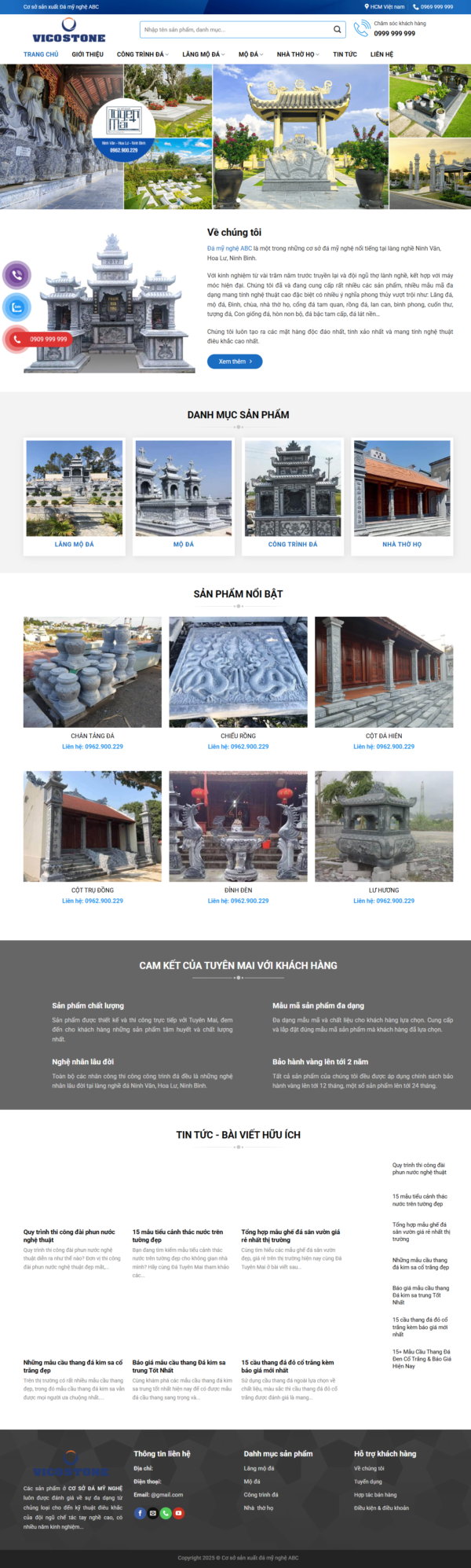 Theme WordPress Website Đá Mỹ Nghệ