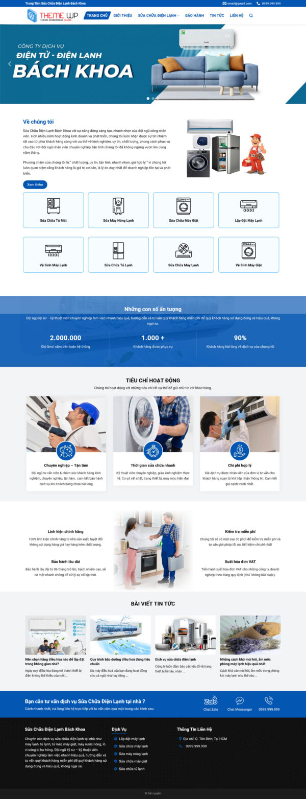 Theme WordPress Website Điện Lạnh