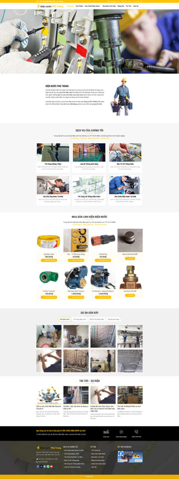 Theme WordPress Website Điện Nước