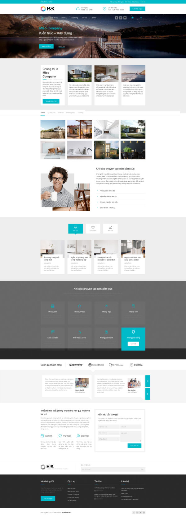 Theme WordPress Website H&K Kiến Trúc Xây Dựng