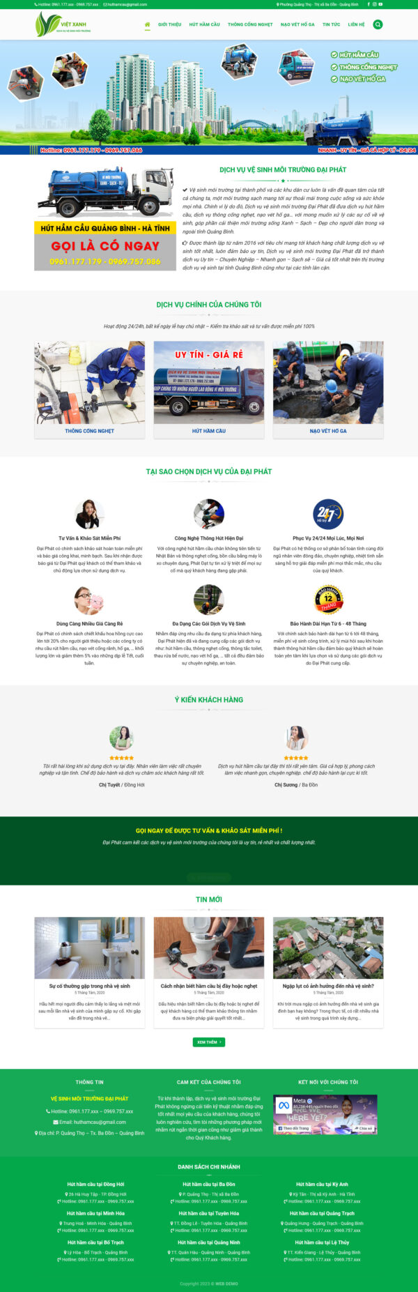 Theme WordPress Website Hút Hầm Cầu