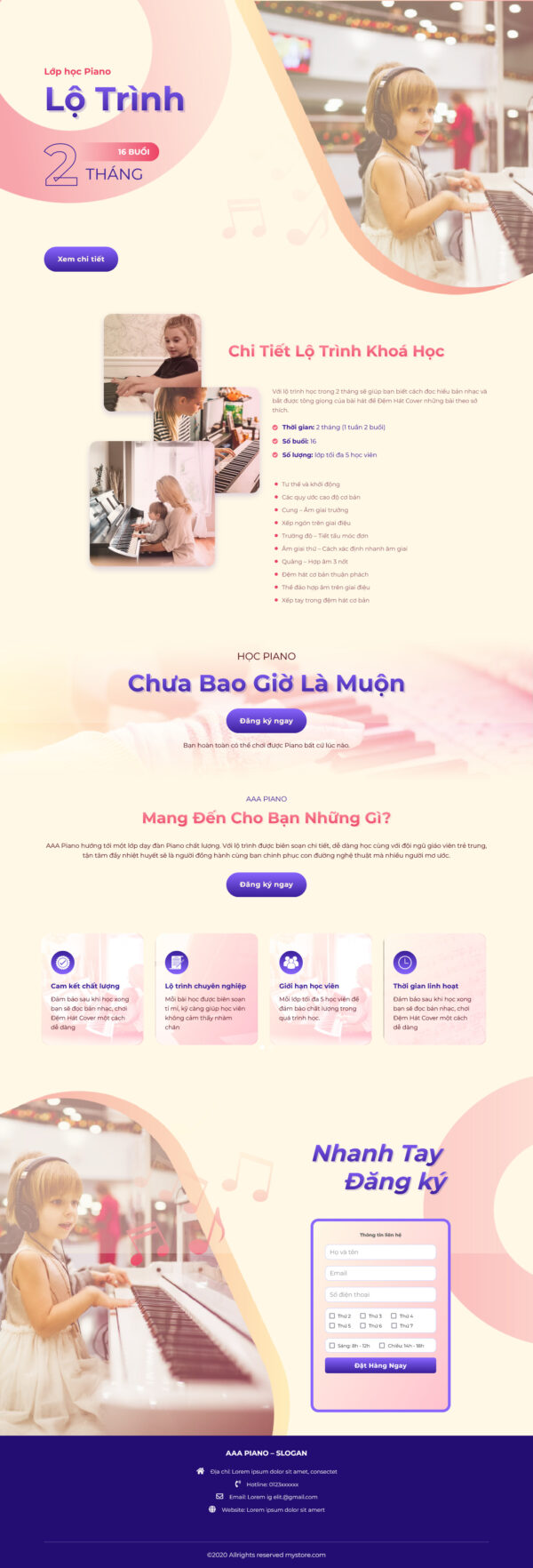 Theme WordPress Website Khóa Học Đàn Piano