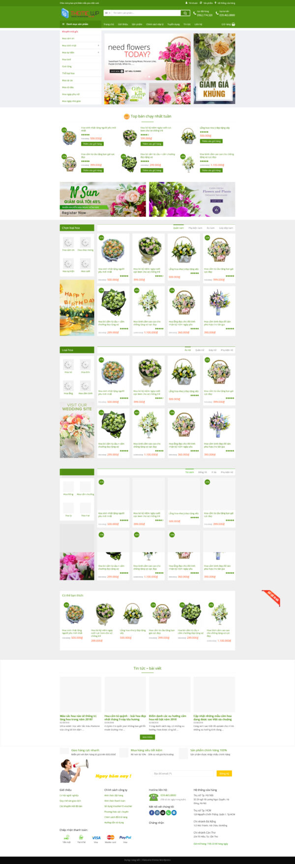 Theme WordPress Website Shop Hoa