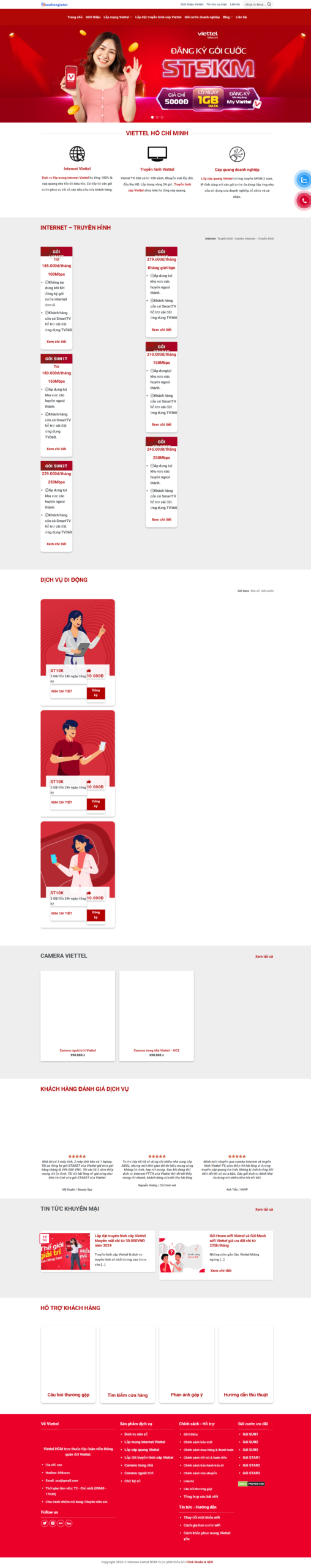 Theme WordPress Website Internet Viettel HCM