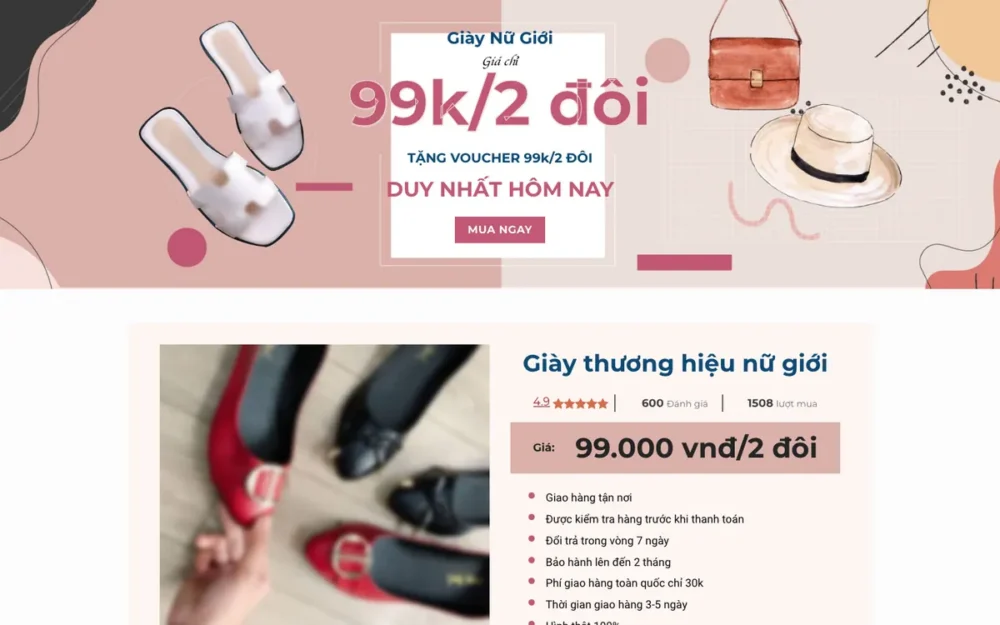 Mẫu Website Landing Page Bán Giày Dép Nữ – DEP