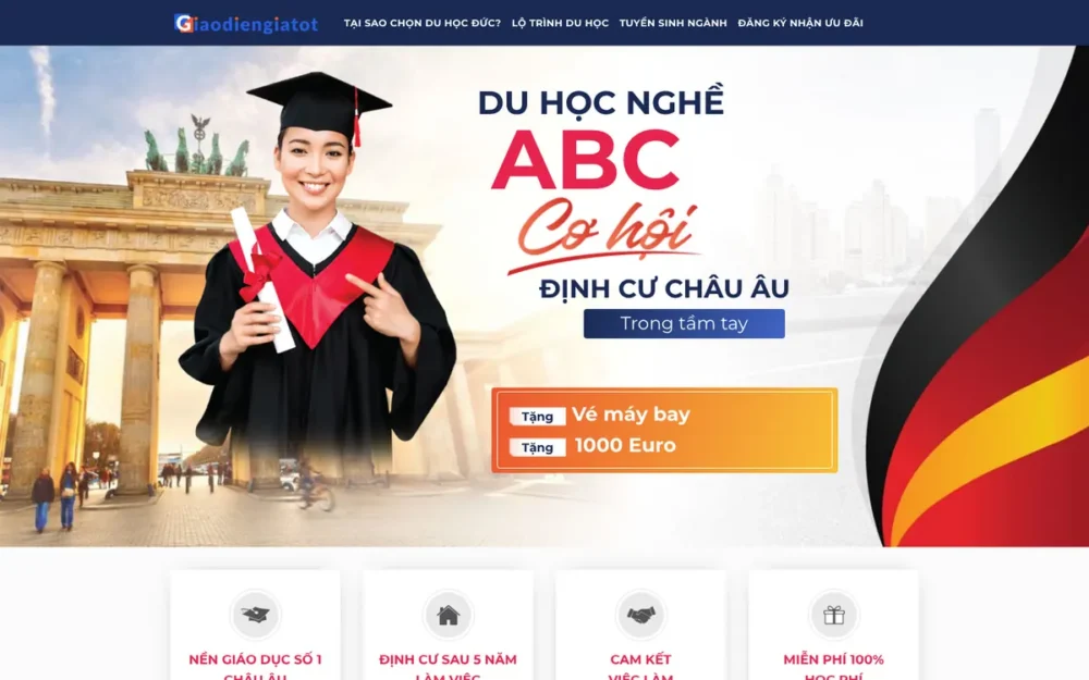 Mẫu Website Landing Page Du Học Nghề Đức – DICHVUDUHOC