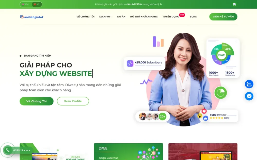 Mẫu Website Agency Thiết Kế Web & Thương Hiệu – AGENCY3