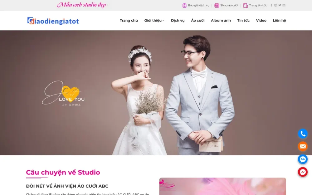 Mẫu Website Ảnh Viện Áo Cưới Kèm Shop Áo Cưới – STUDIO5