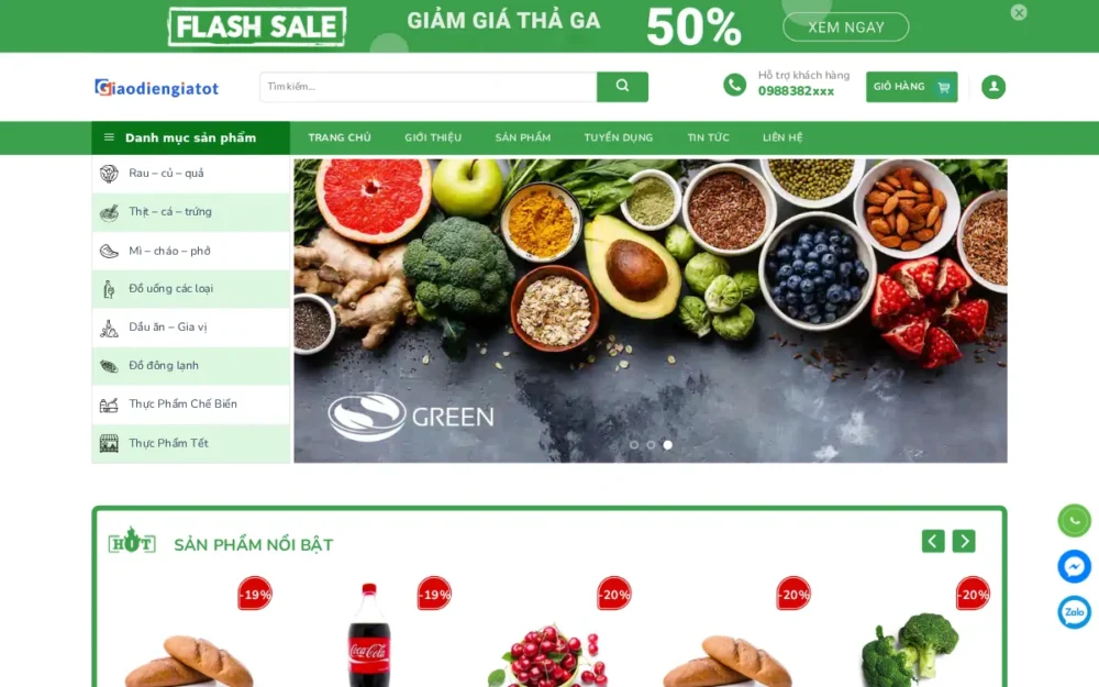 Mẫu Website Bách Hóa Thực Phẩm Tươi Sống – BACHHOA5