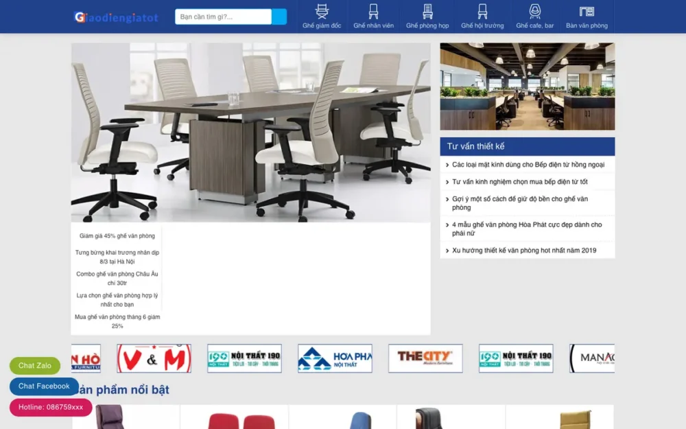Mẫu Website Bán Ghế Văn Phòng, Ghế Hội Trường – GHEVANPHONG