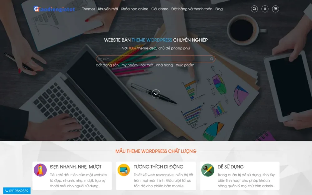 Mẫu Website Bán Theme WordPress, Kho Giao Diện – MUATHEME