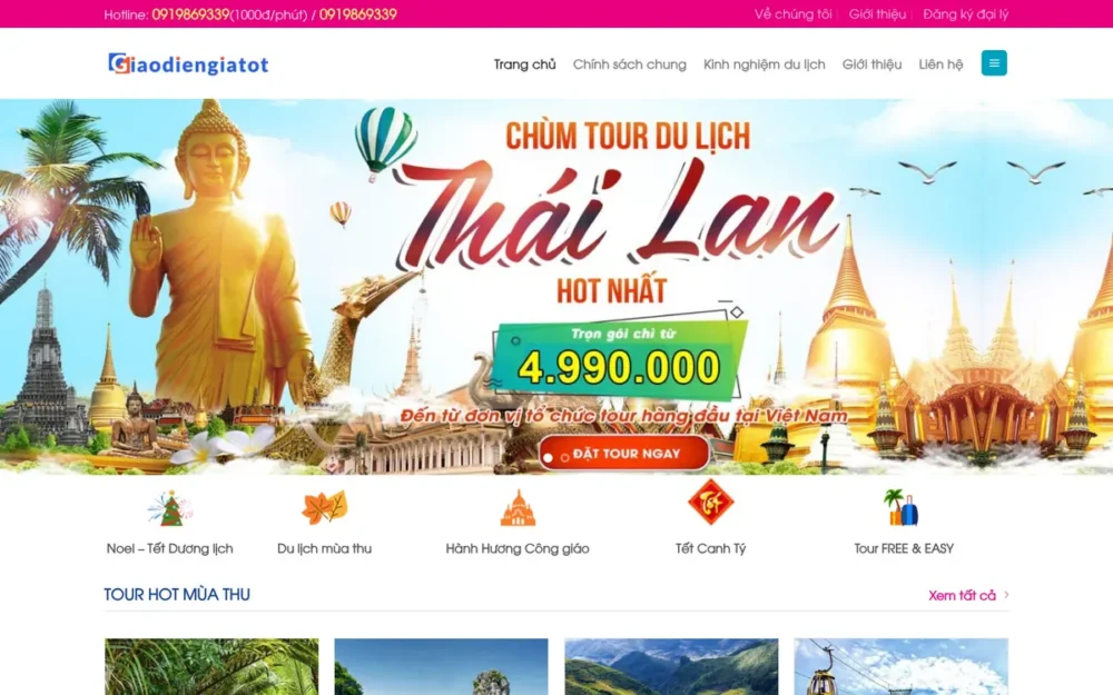 Mẫu Website Bán Tour Theo Mùa, Tuyển Đại Lý – DULICH15