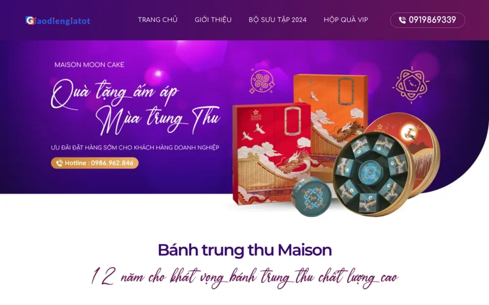 Mẫu Website Bánh Trung Thu Tông Tím, Hộp Quà VIP – MAISON