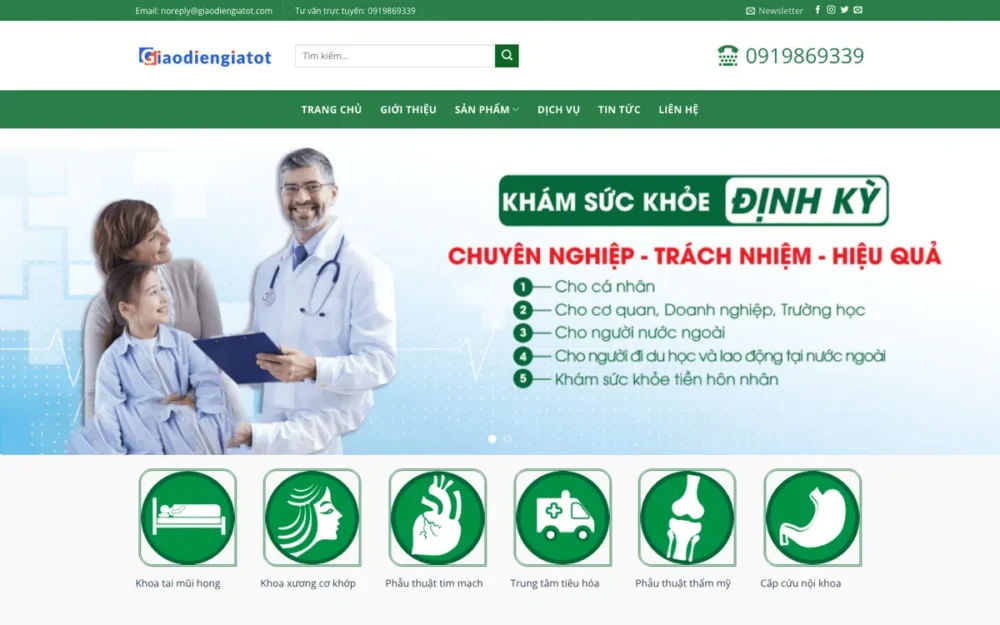 Mẫu Website Bệnh Viện Khám Sức Khỏe & Thiết Bị Y Tế – KHAMSUCKHOE2