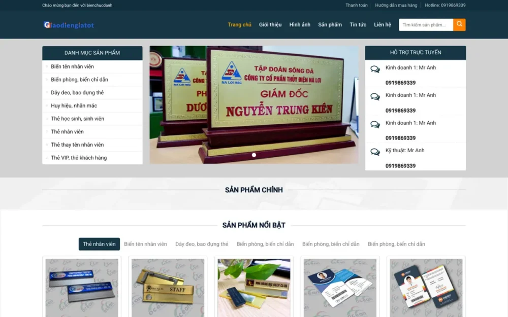 Mẫu Website Biển Chức Danh & Thẻ Nhân Viên – BIENCHUCDANH