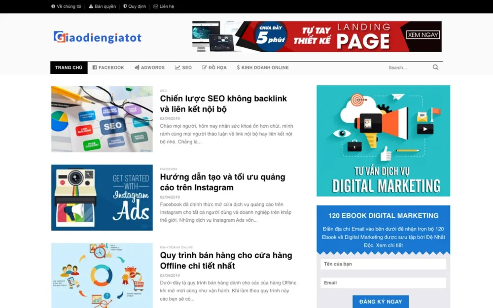 Mẫu Website Blog Digital Marketing Cá Nhân – TINTUC6