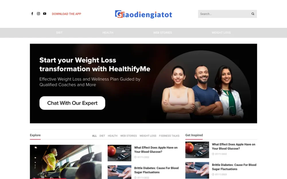 Mẫu Website Blog Dinh Dưỡng & Giảm Cân Tiếng Anh – TINTUC1