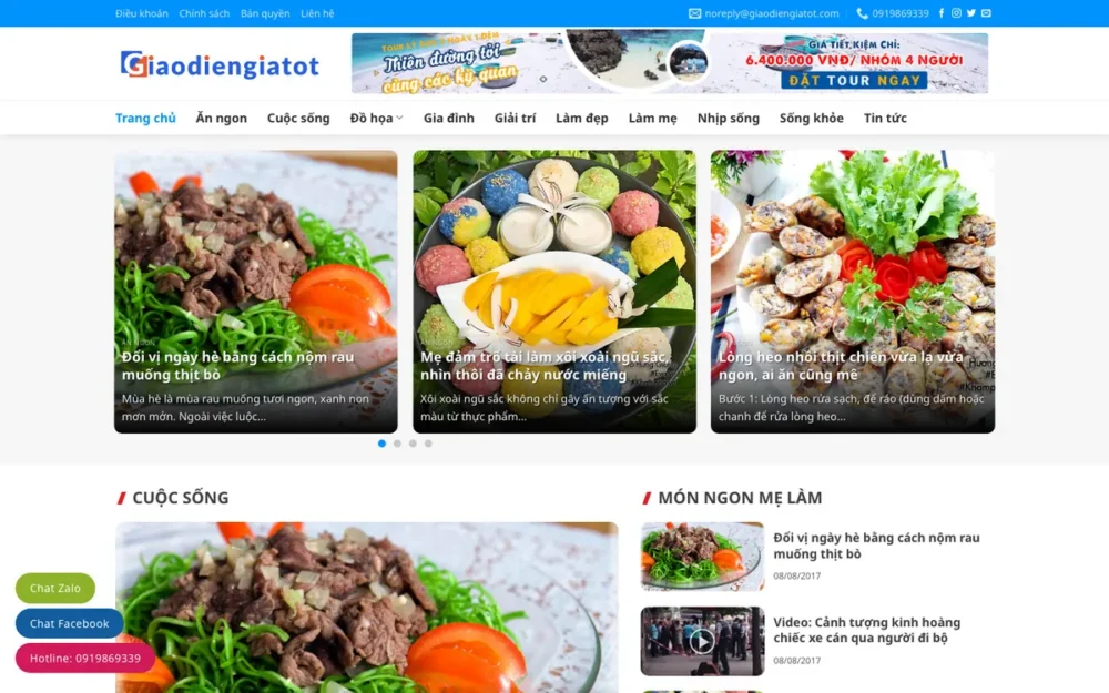 Mẫu Website Blog Đời Sống, Ẩm Thực & Giải Trí – BLOGDULICH