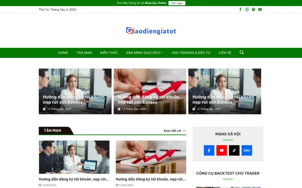 Mẫu Website Blog Nhật Ký Đầu Tư, Trading – NHATKYDAUCO