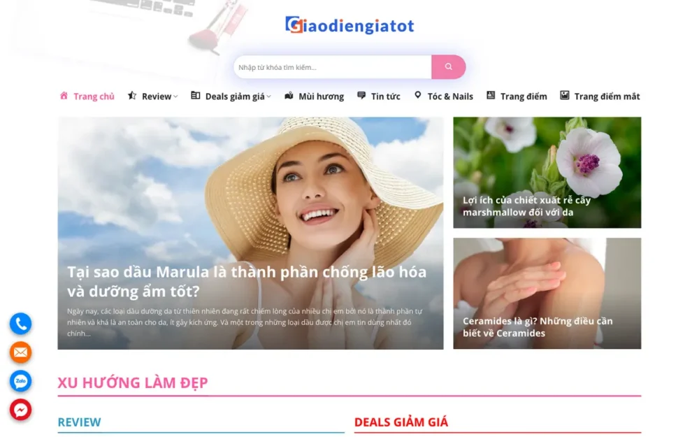 Mẫu Website Blog Review Làm Đẹp, Tiếp Thị Liên Kết – REVIEW1