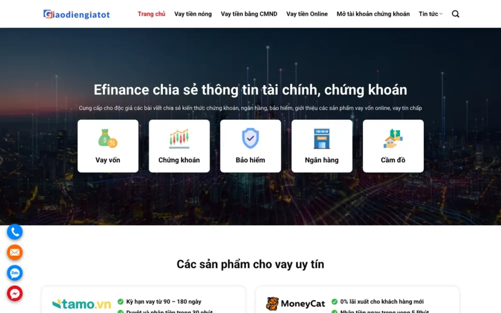 Mẫu Website Blog Tài Chính, Chứng Khoán Tông Xanh Navy – TAICHINH2