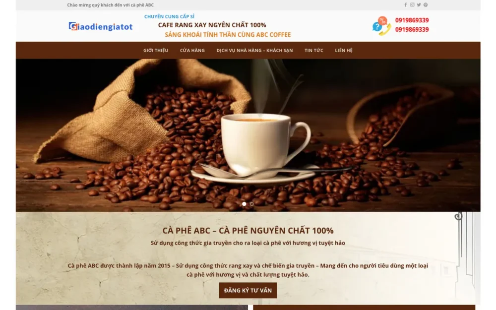 Mẫu Website Cà Phê Rang Xay Nguyên Chất – CAFE