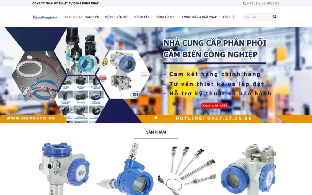 Mẫu Website Cảm Biến, Thiết Bị Đo Lường Công Nghiệp – CAMBIEN